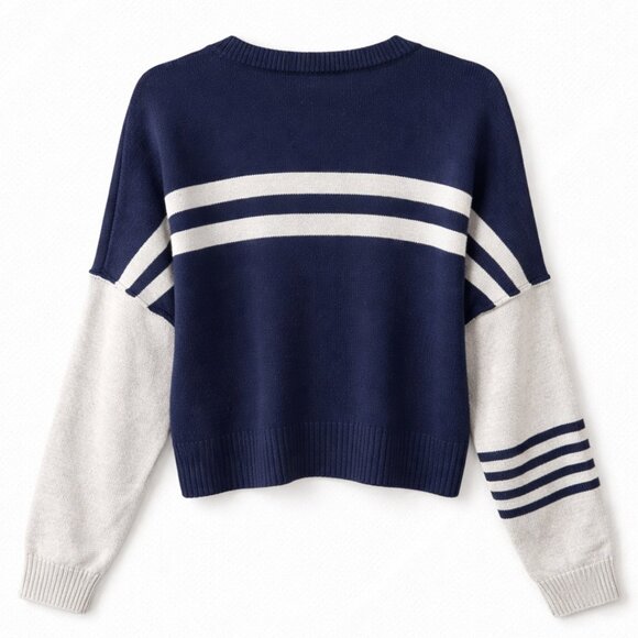 Baldwin BLDWN Women’s Wool Cashmere Preppy Striped Crewneck Sweater M2BSC061001 - Picture 5 of 9
